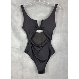 Meyeeka Black Monokini Swimsuit Women's Size Large One Piece Cut Out High Waist